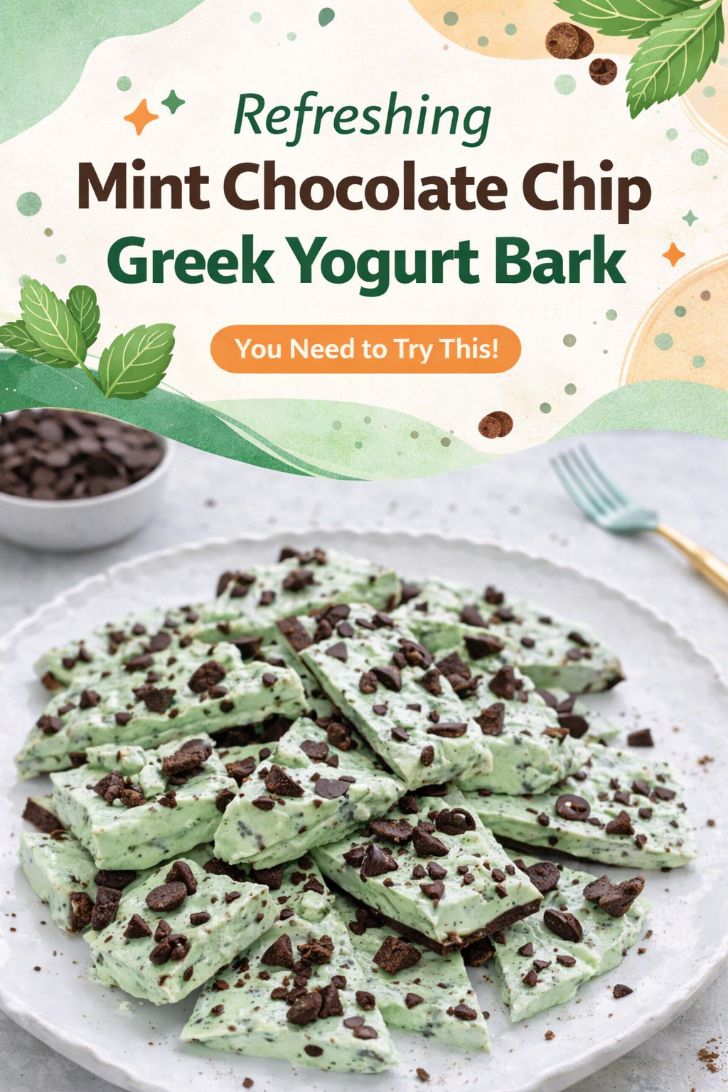 Cool Mint Chocolate Chip Yogurt Bark
