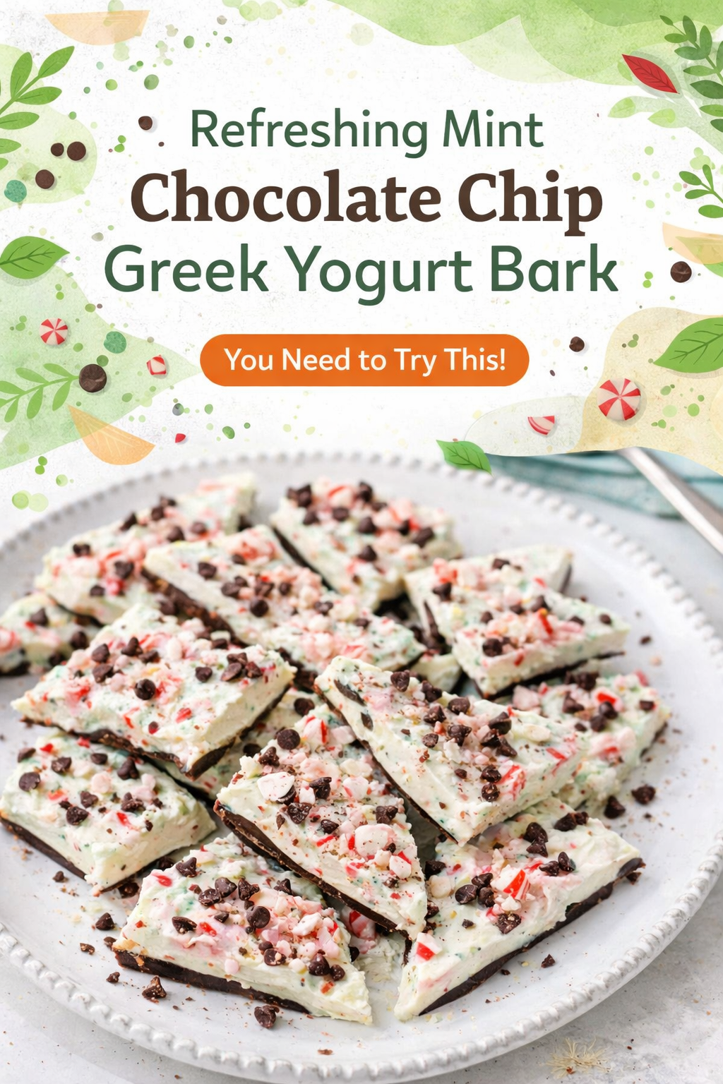 Cool Mint Chocolate Chip Yogurt Bark