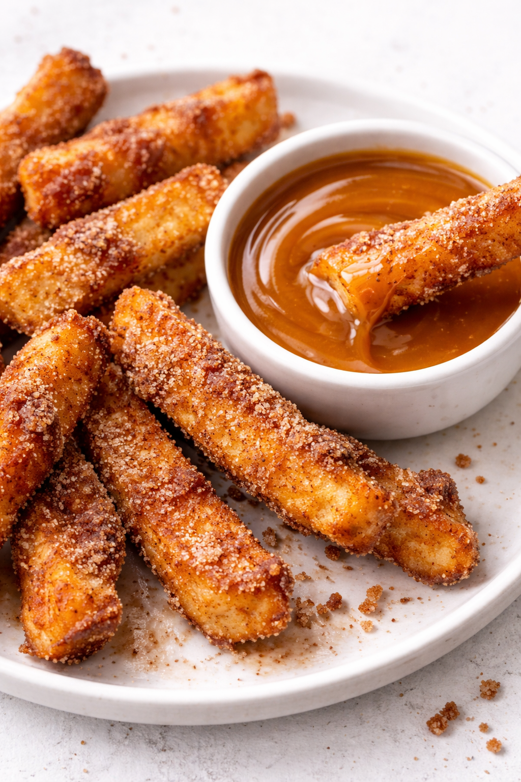 Crispy Apple Fries with Caramel Sauce