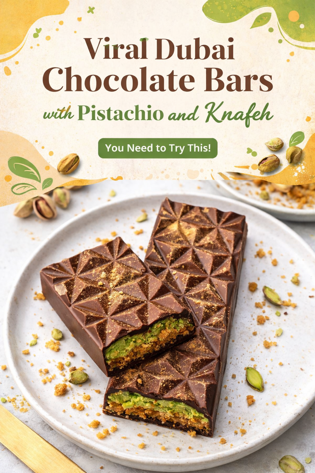 Dubai Pistachio Knafeh Chocolate Bars