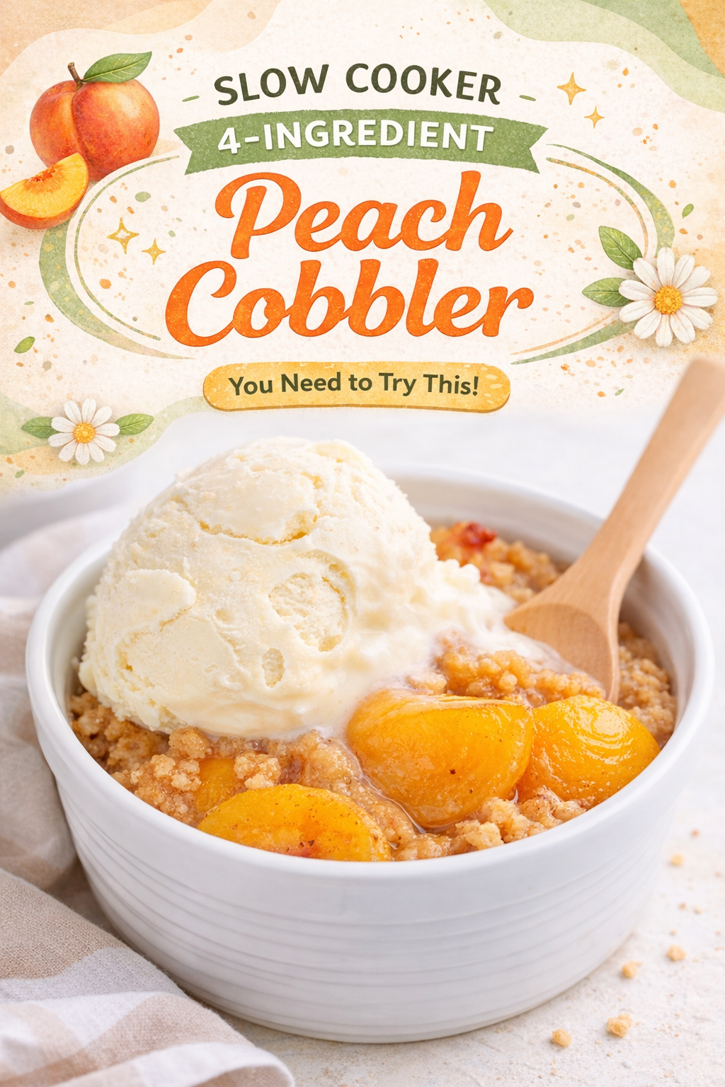 Effortless Peach Cobbler Four Ingredients