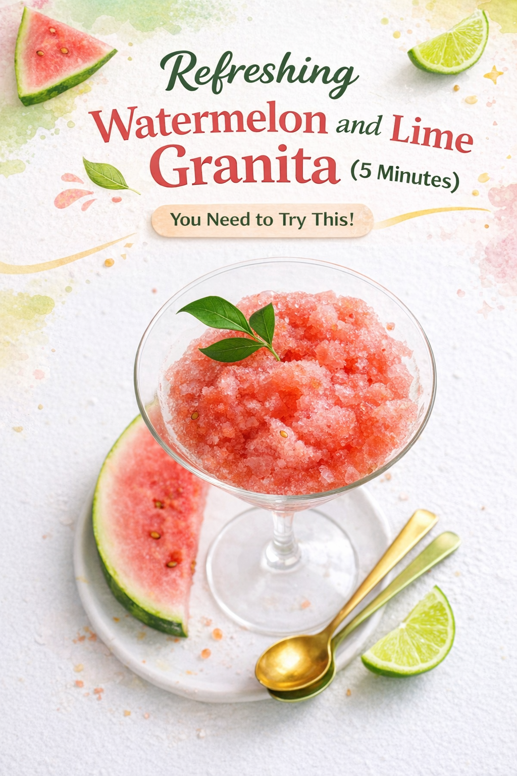 Five Minute Watermelon Lime Ice