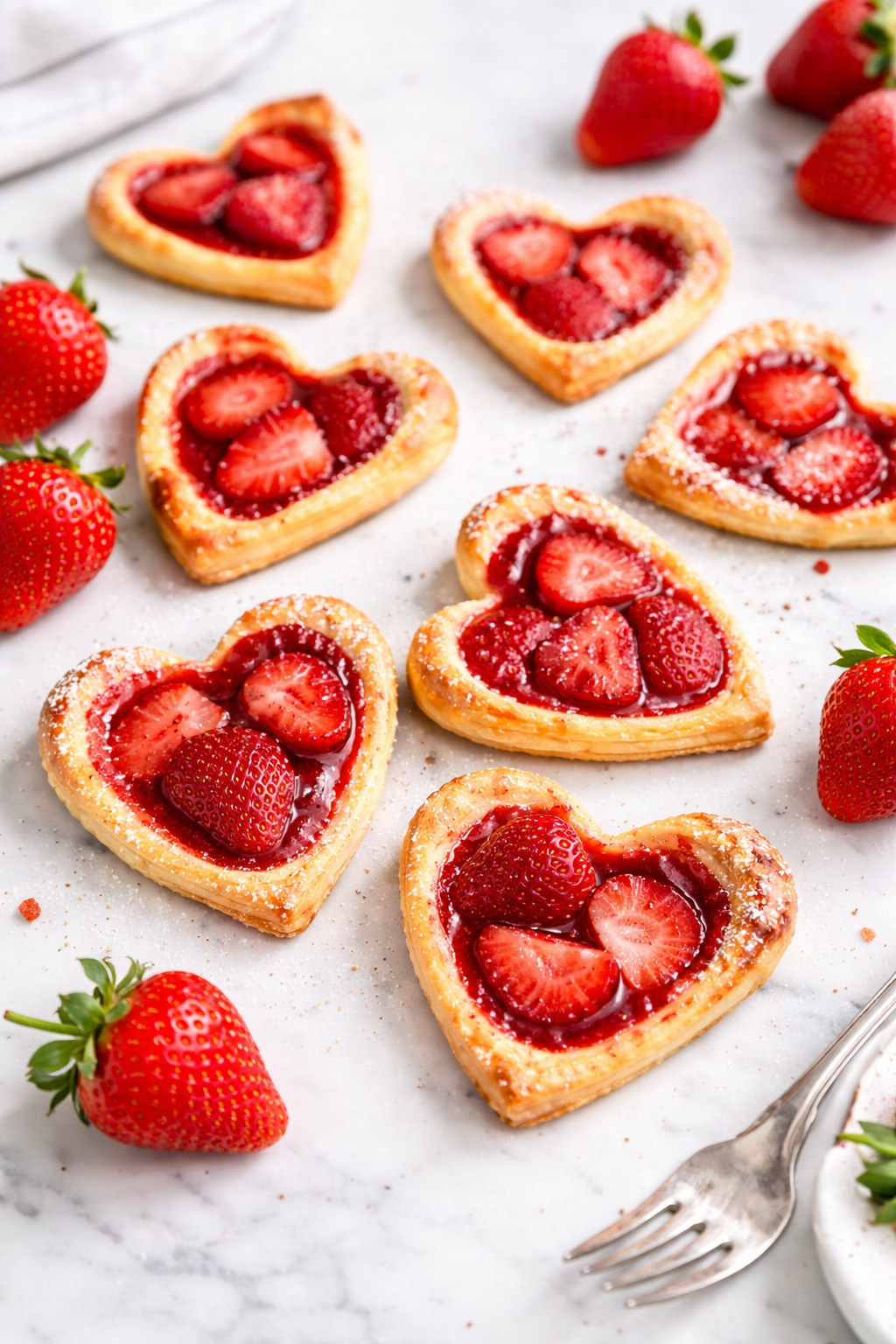 Flaky Strawberry Heart Pastries