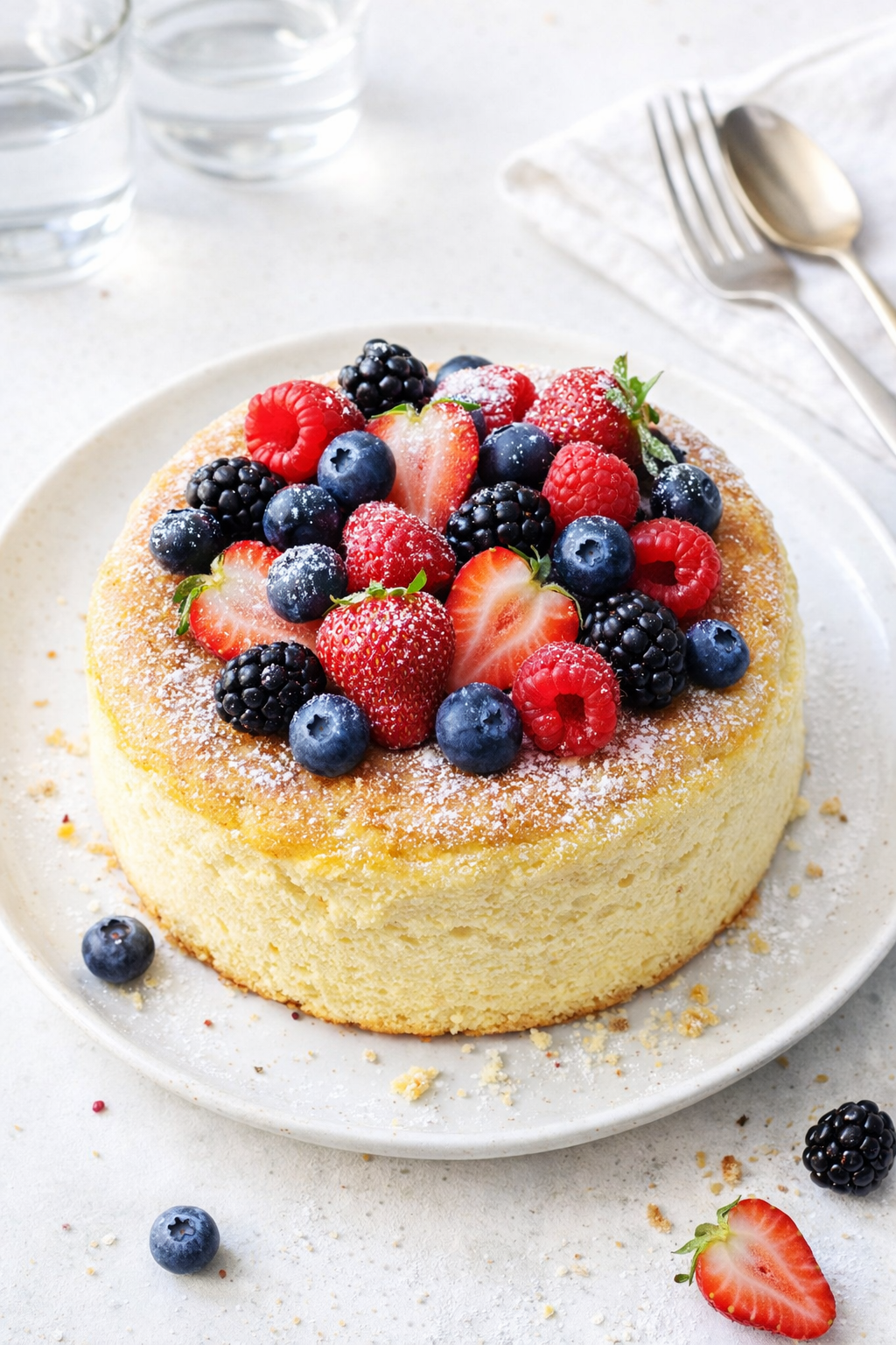 Fluffy Cloud Cheesecake with Summer Berries