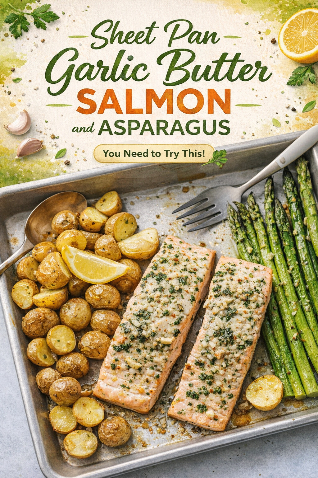 Garlic Butter Salmon with Roasted Asparagus