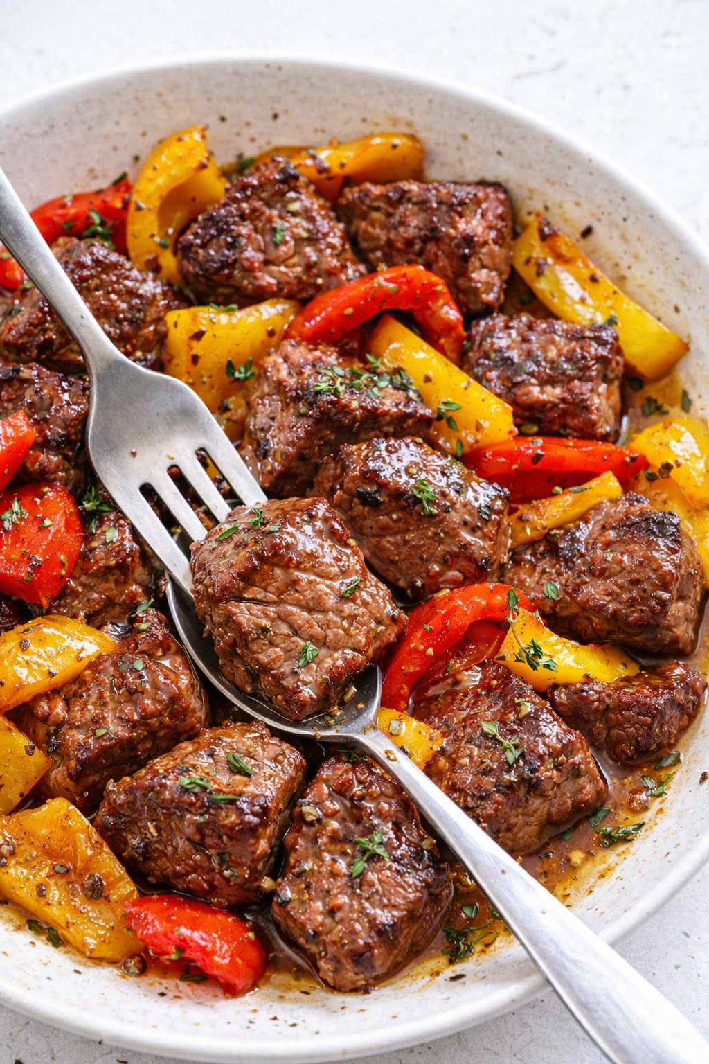 Garlic Butter Steak Bites with Peppers