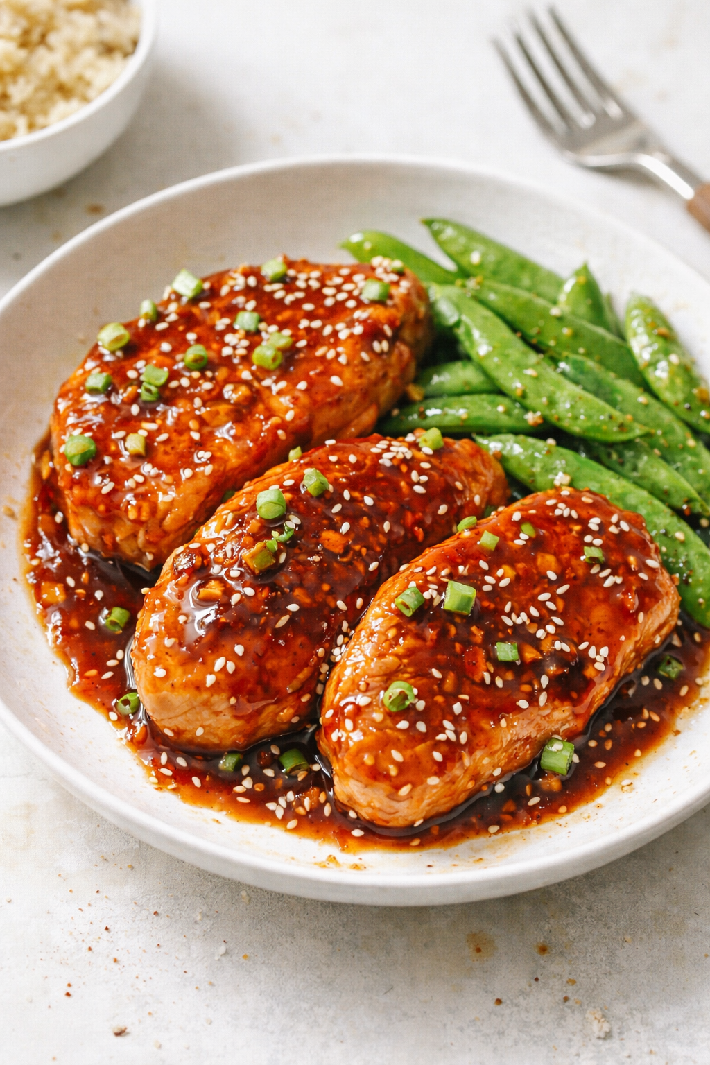Honey Garlic Pork with Crisp Snap Peas