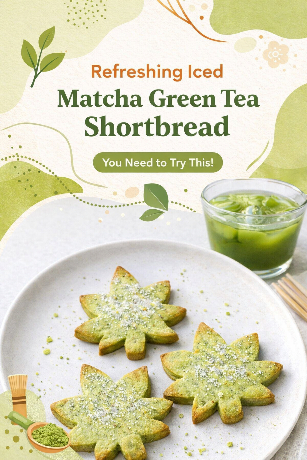 Iced Matcha Green Tea Shortbread Recipe