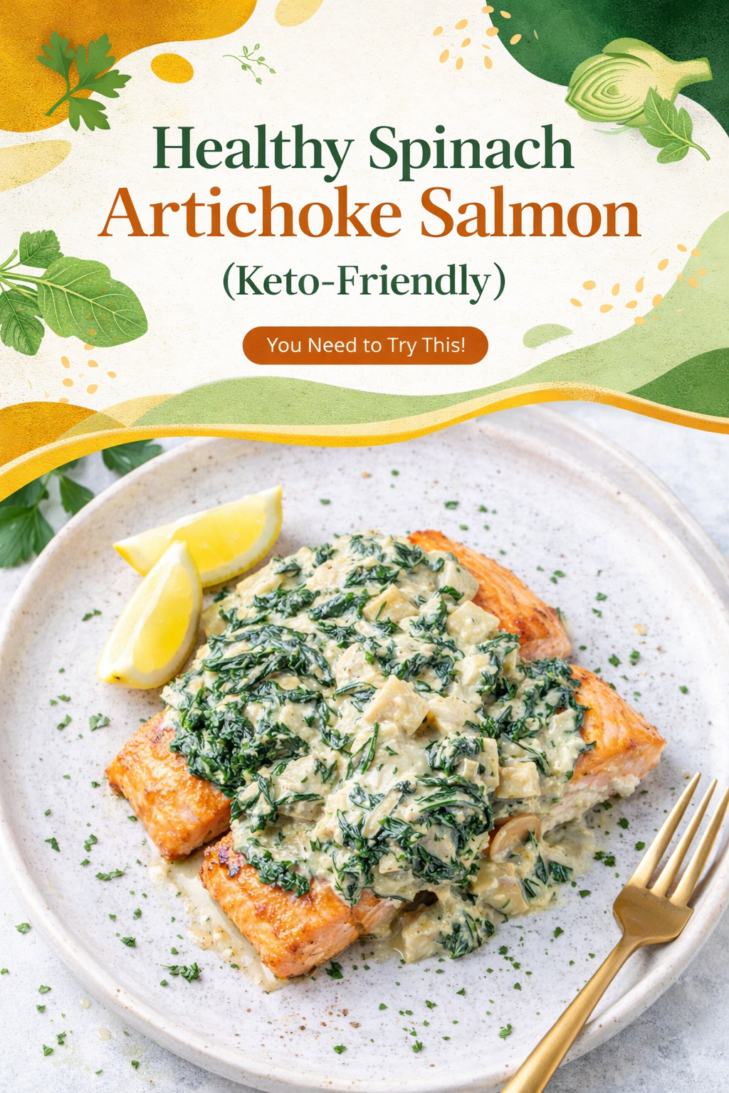 Keto Salmon with Spinach and Artichoke