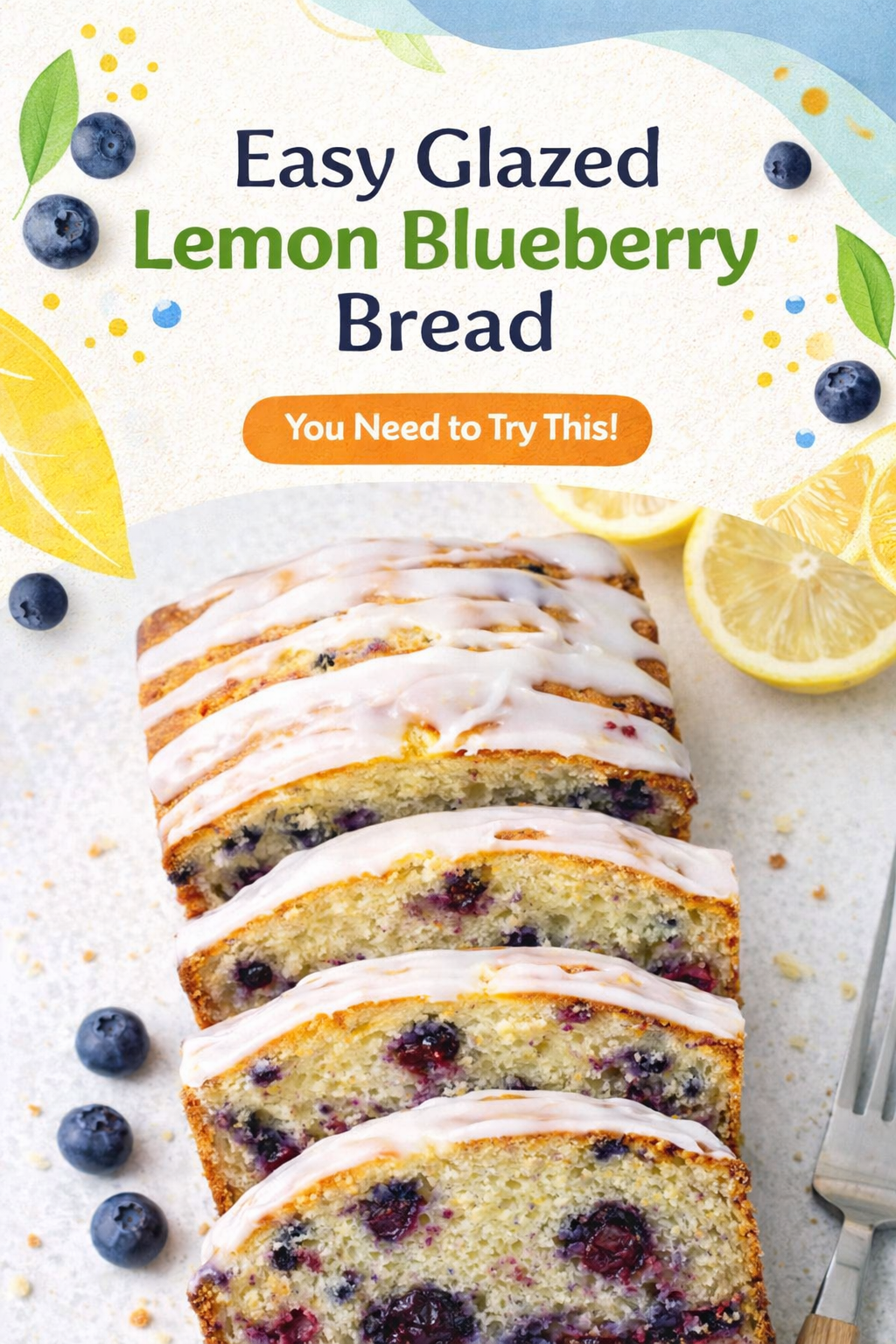 Lemon Blueberry Glazed Sweet Bread