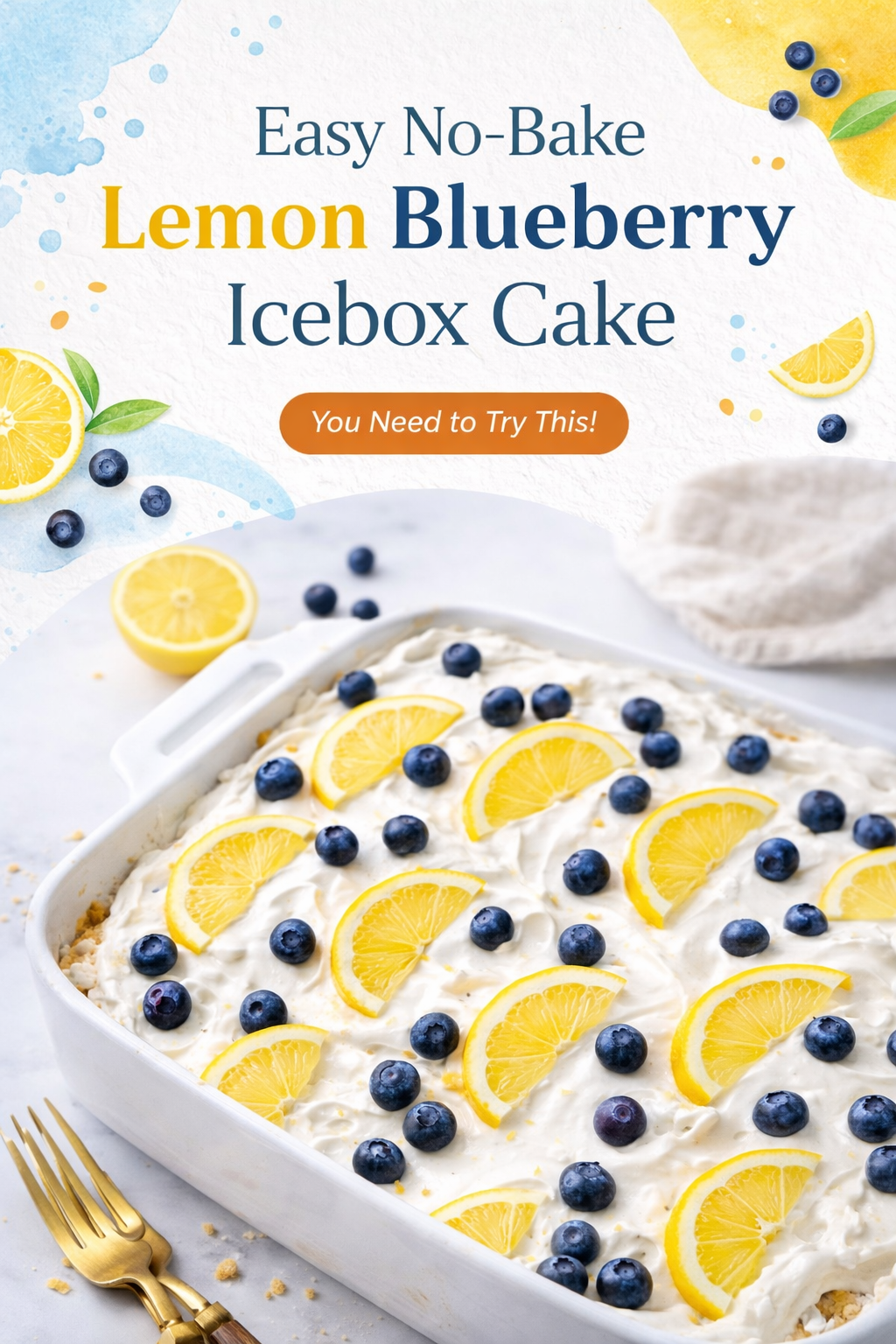Lemon Blueberry No-Bake Icebox Cake