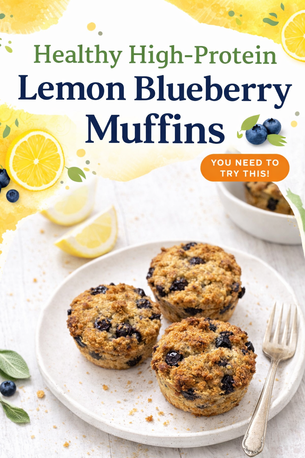 Lemon Blueberry Protein Muffins