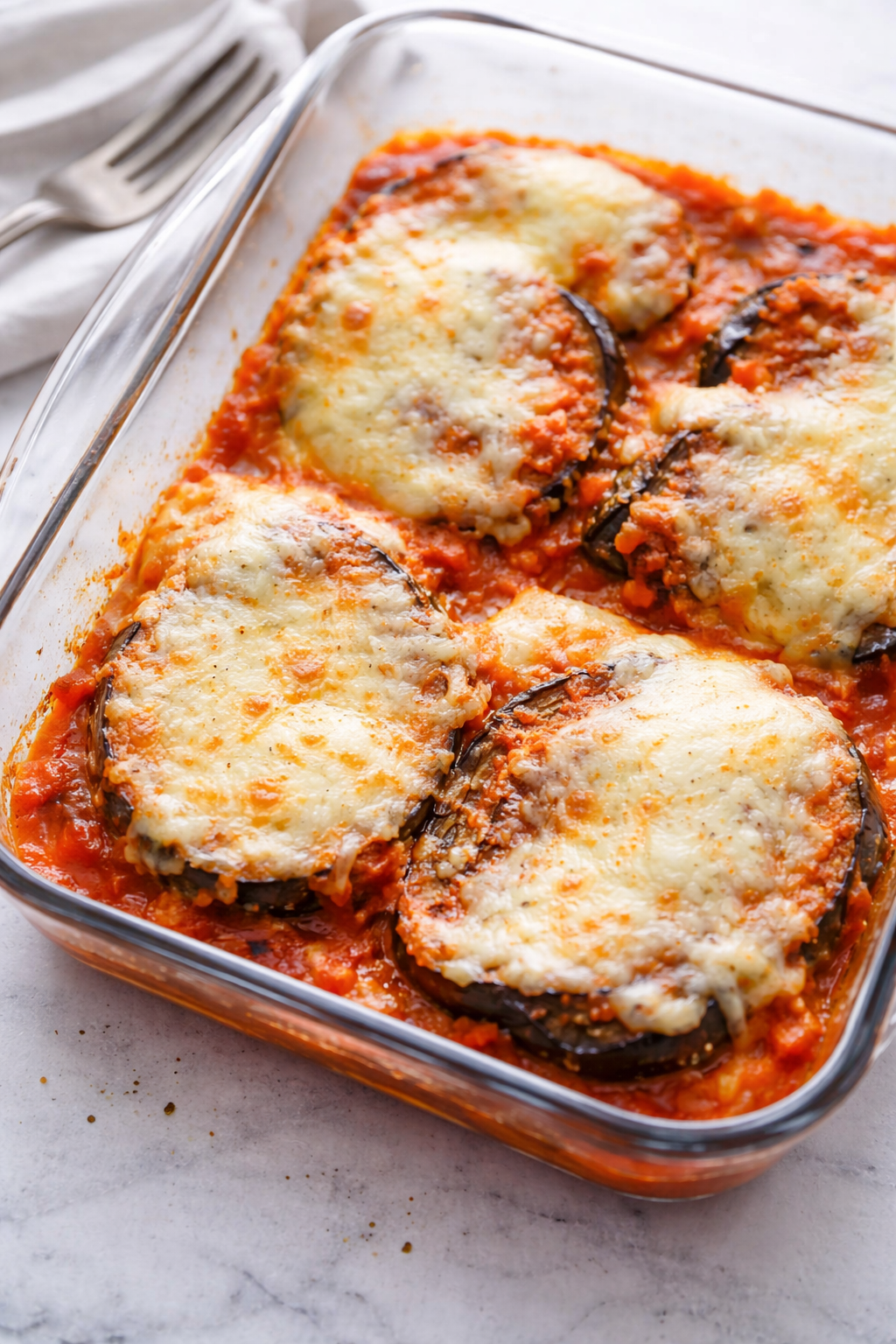 Lightened Eggplant Parmesan Bake