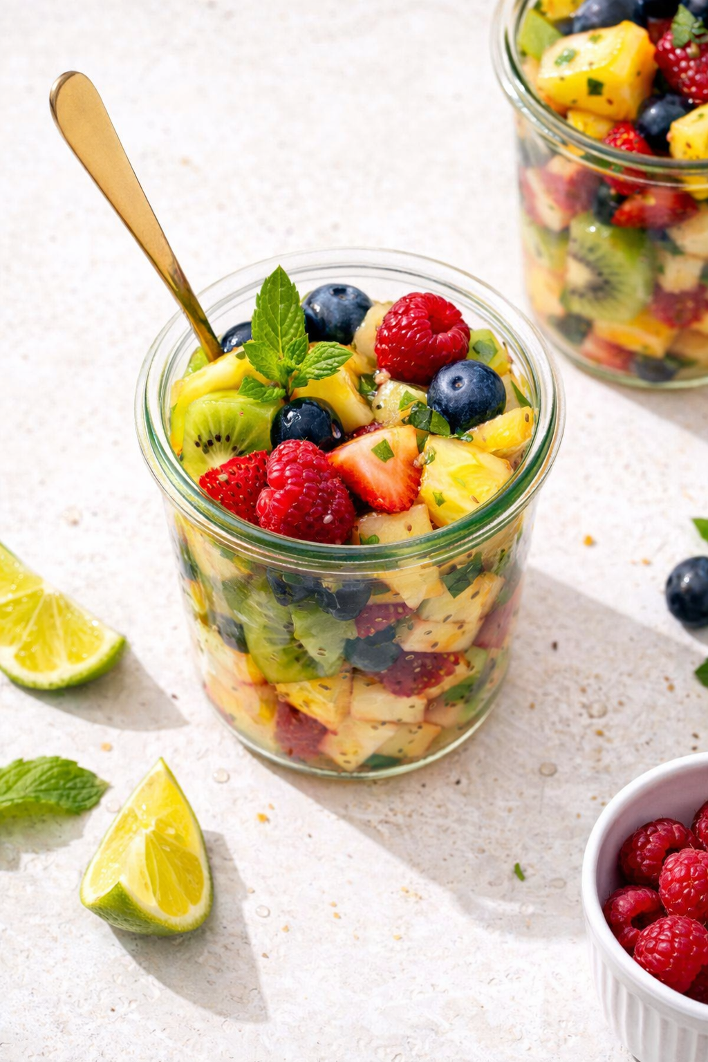Mint Lime Fruit Salad Refresher