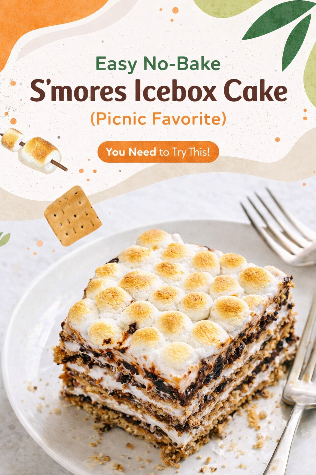 No Bake S'mores Icebox Cake for Picnics