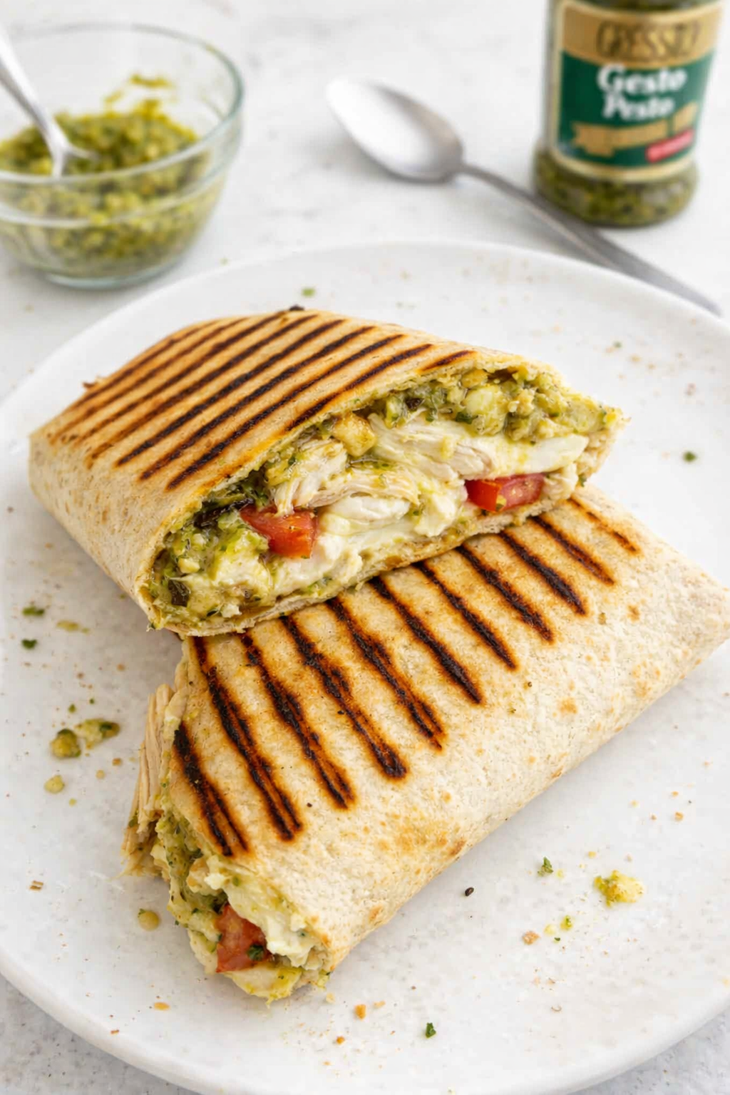 Pesto Chicken Mozzarella Wraps in Minutes