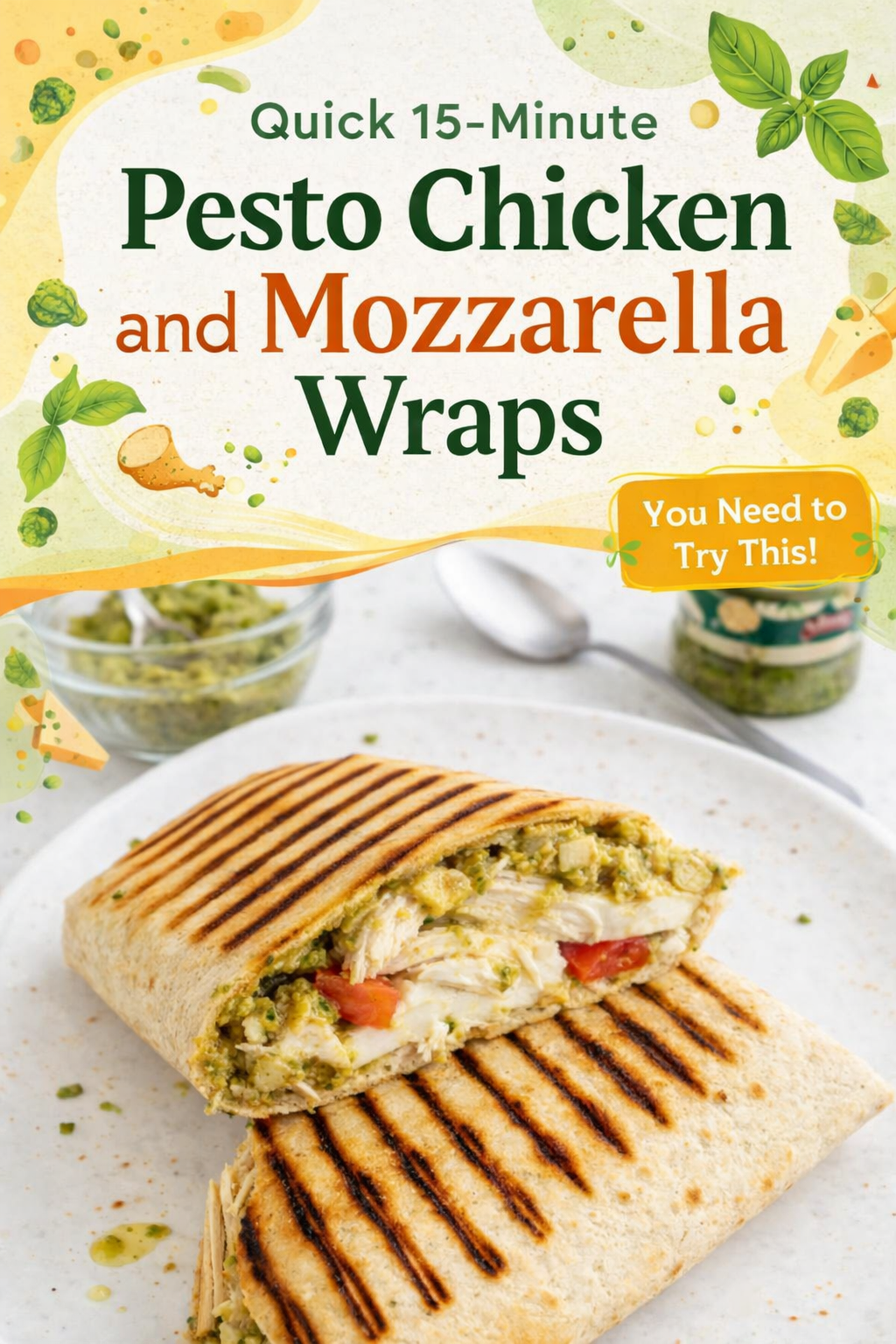 Pesto Chicken Mozzarella Wraps in Minutes