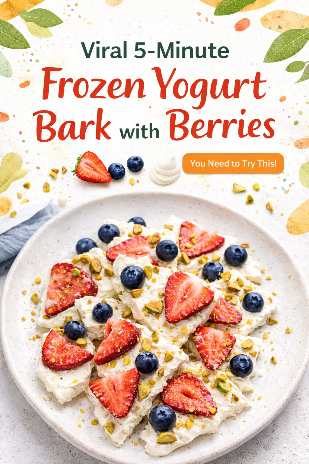 Quick Berry Frozen Yogurt Bark