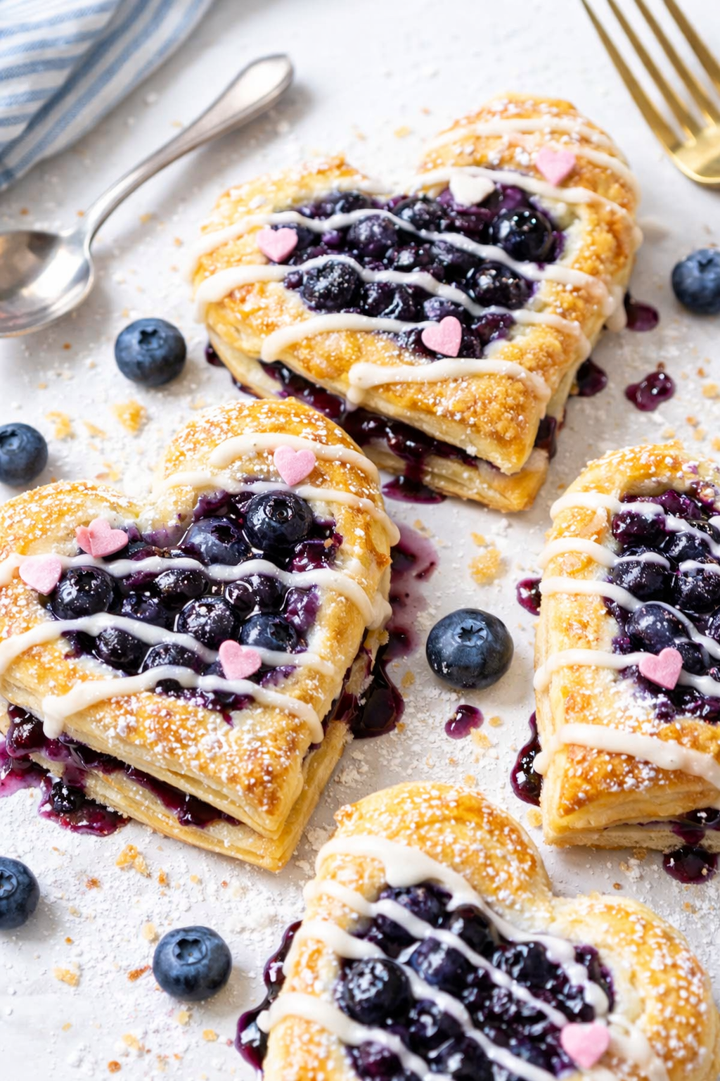 Quick Blueberry Puff Pastry Heart Dessert