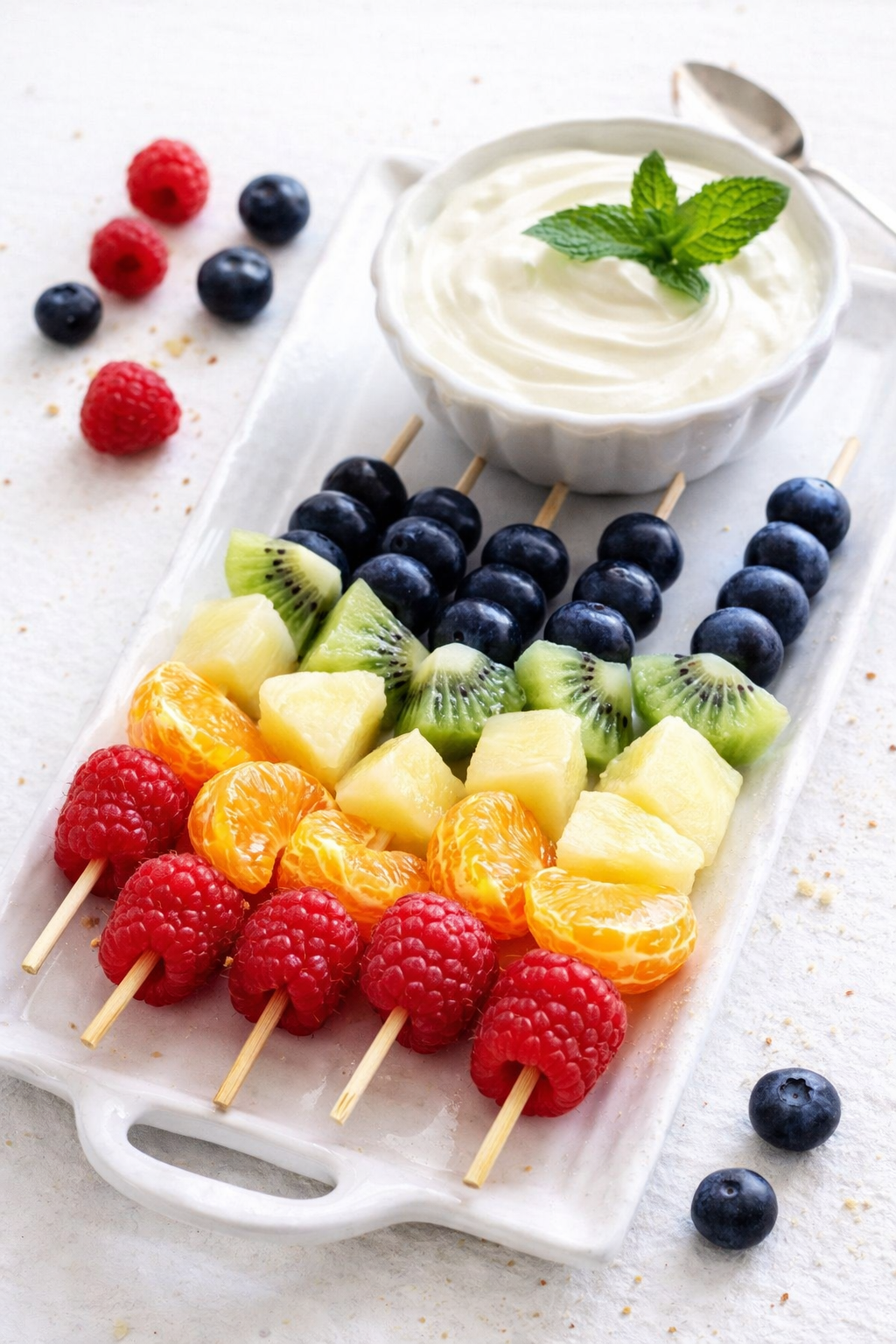 Quick Fruit Skewers with Easy Yogurt Dip