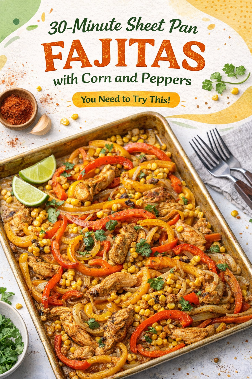 Quick Sheet Pan Fajitas with Corn and Peppers