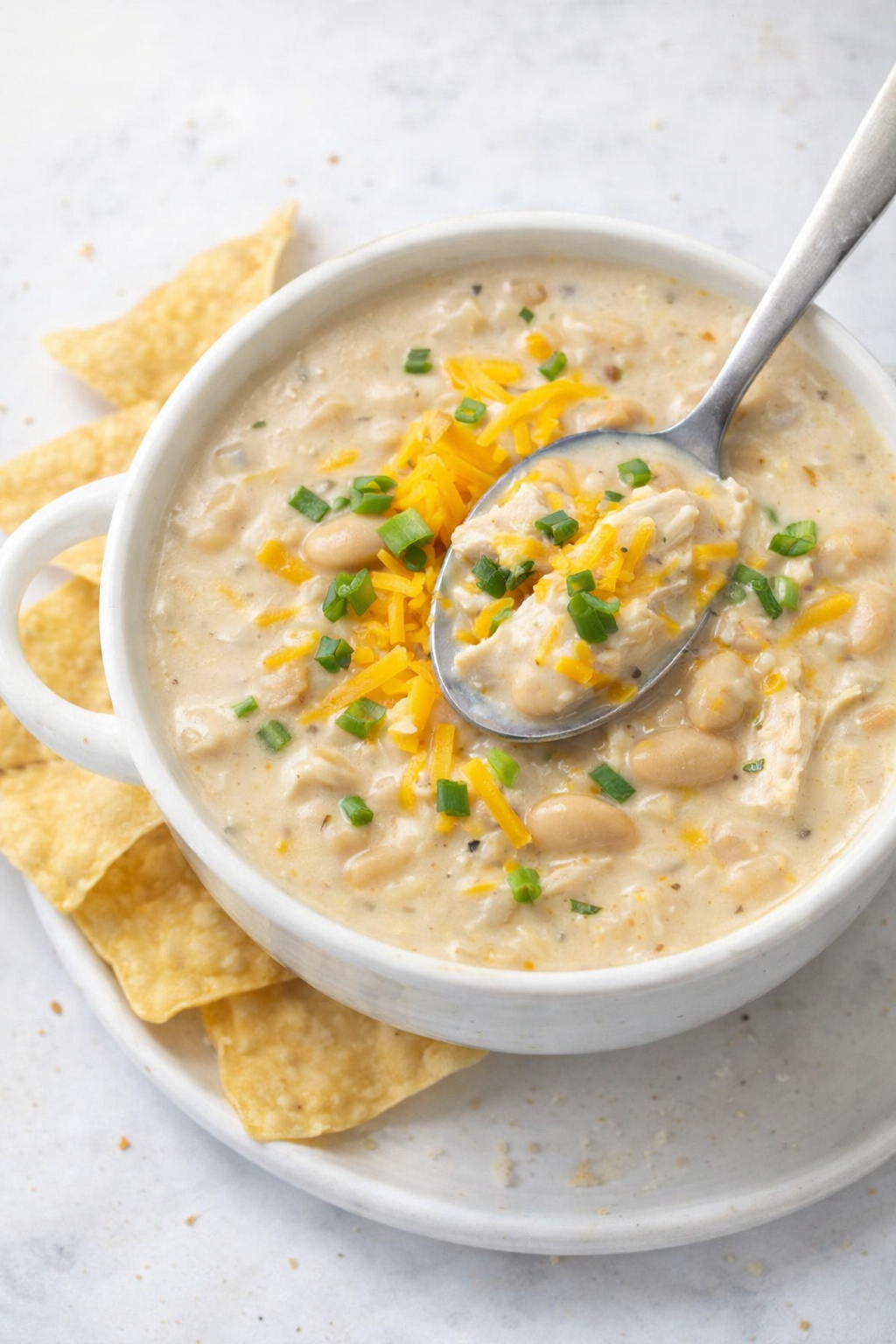 Quick White Chicken Chili with Spring Onions
