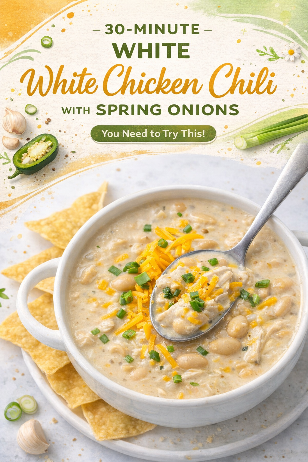 Quick White Chicken Chili with Spring Onions