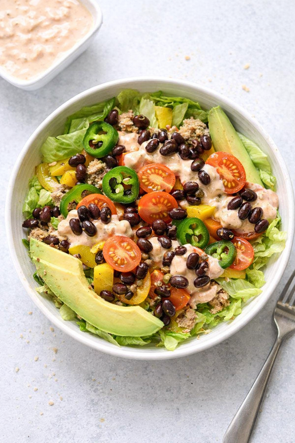Quick and Light Taco Salad with Yogurt Dressing
