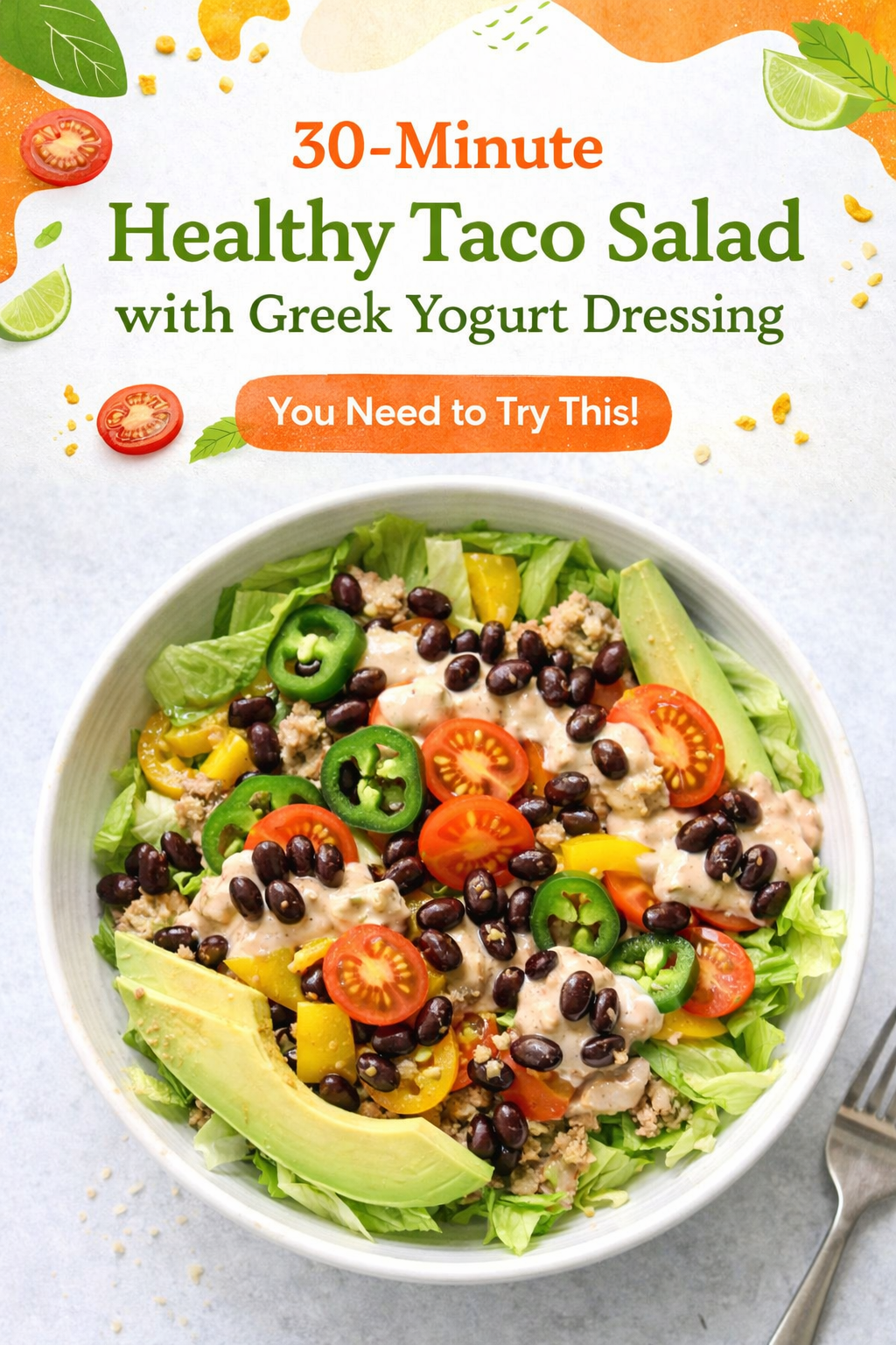 Quick and Light Taco Salad with Yogurt Dressing