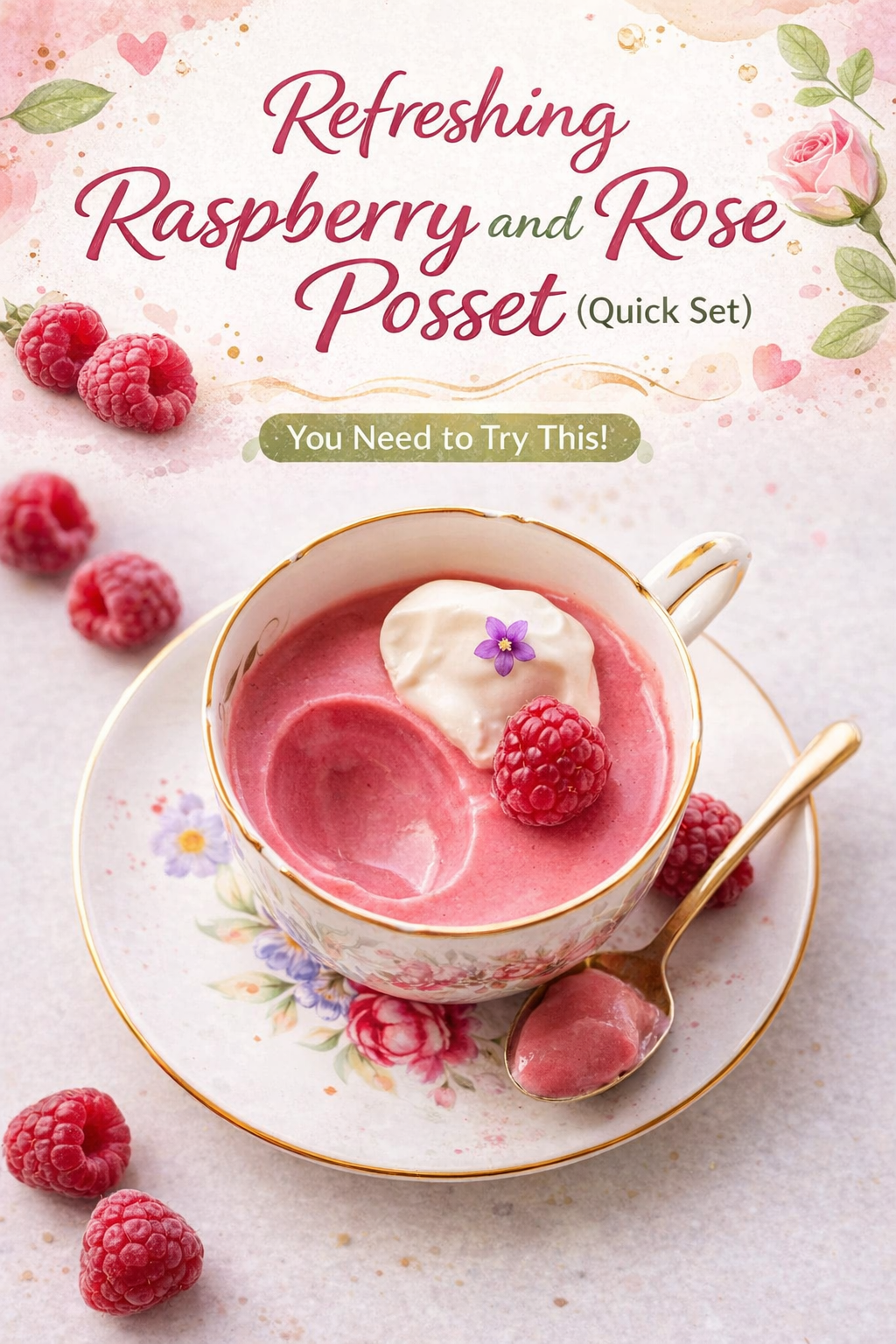 Raspberry Rose Quick Posset