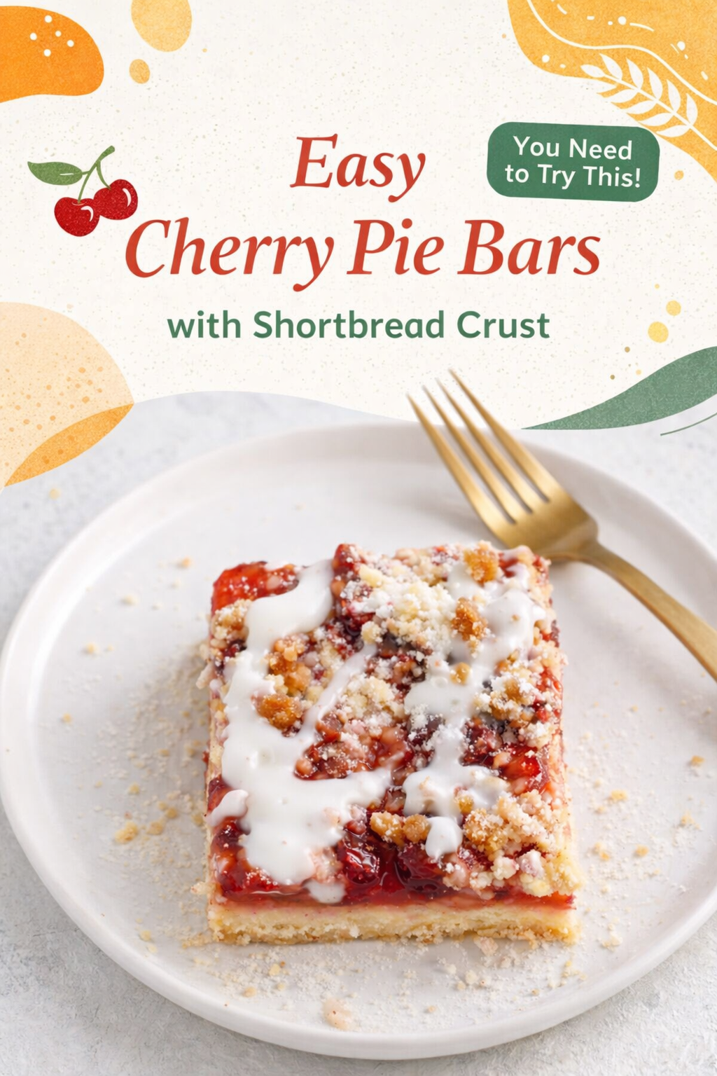 Simple Cherry Pie Bars with Buttery Crust