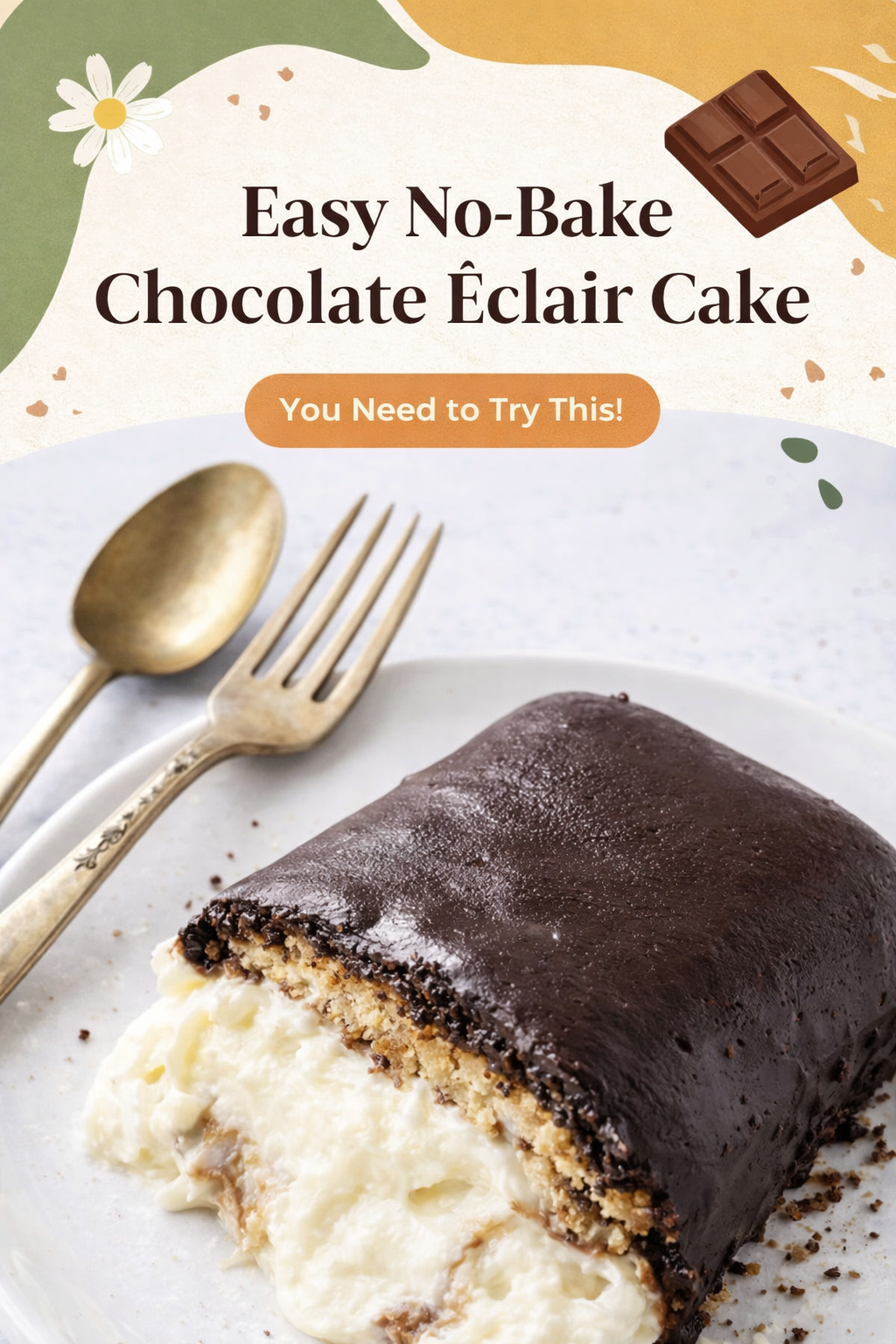 Simple No-Bake Chocolate Eclair Cake