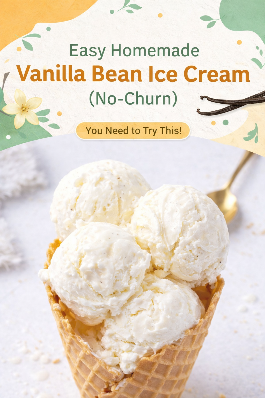 Simple No Churn Vanilla Bean Ice Cream