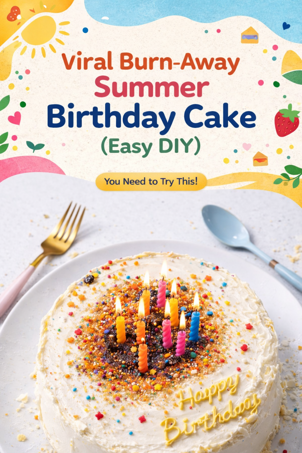 Simple Summer Burn Away Birthday Cake
