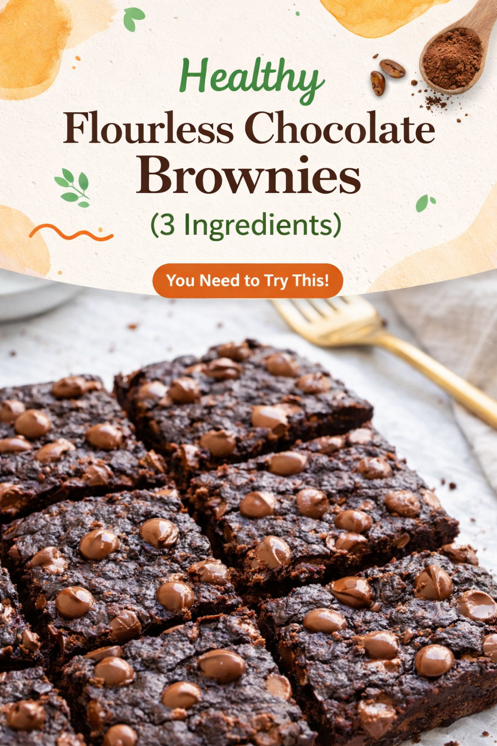 Simple Three Ingredient Chocolate Brownies