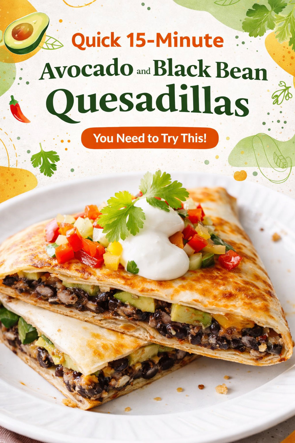 Speedy Avocado Black Bean Quesadillas