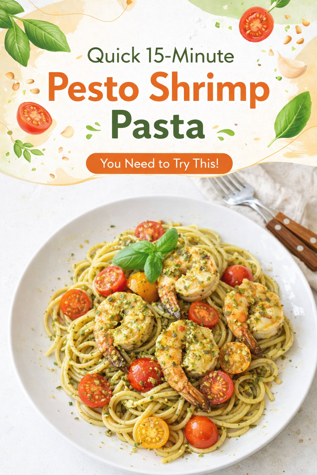 Speedy Shrimp Pesto Pasta Dinner