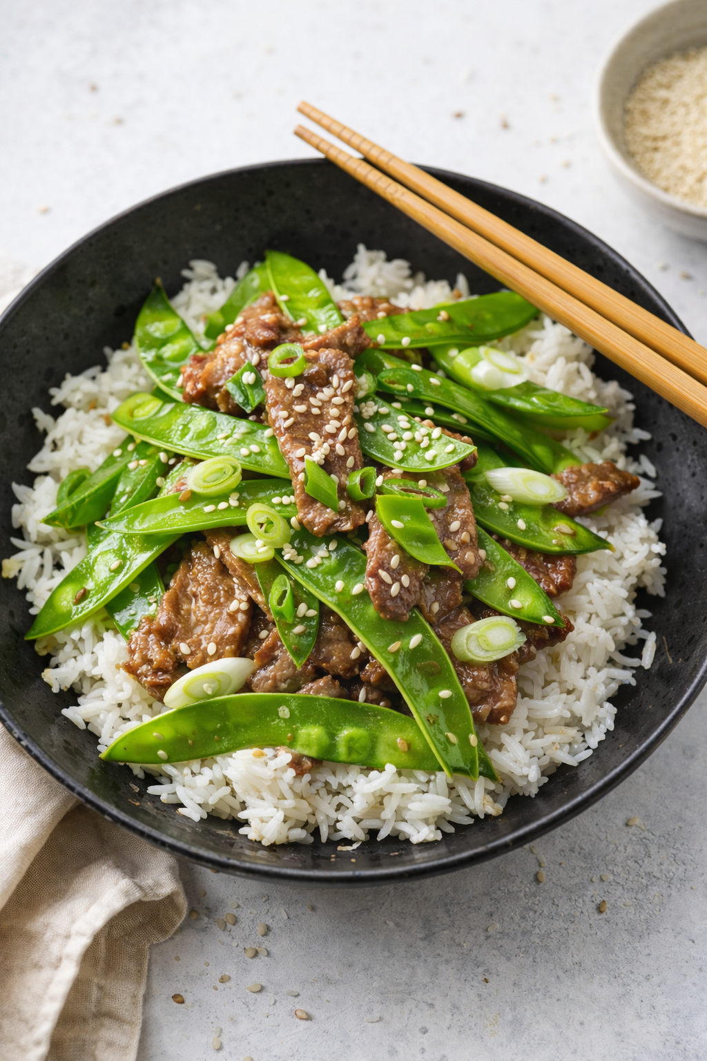 Speedy Snow Pea and Beef Sizzle