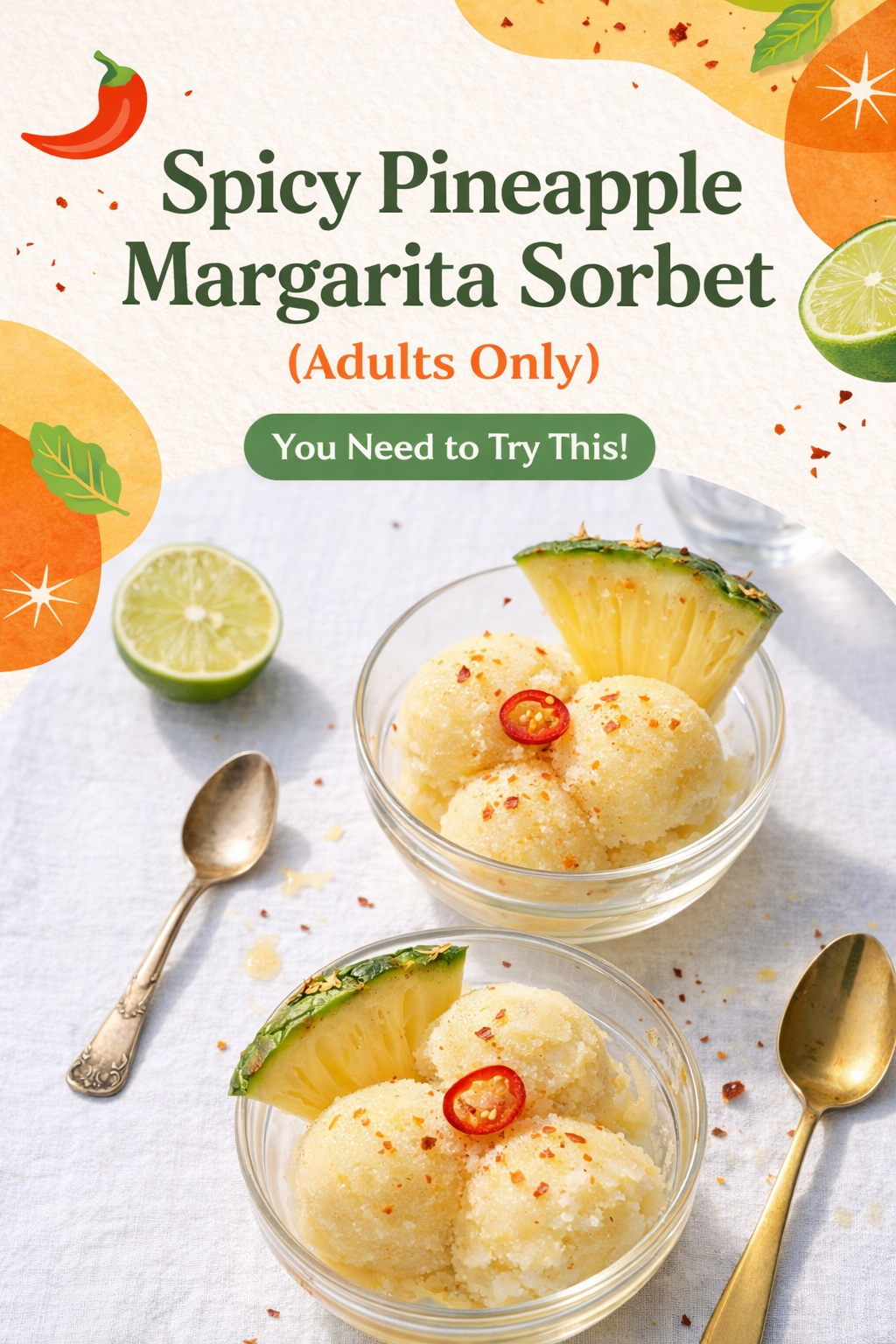 Spicy Pineapple Margarita Sorbet for Adults