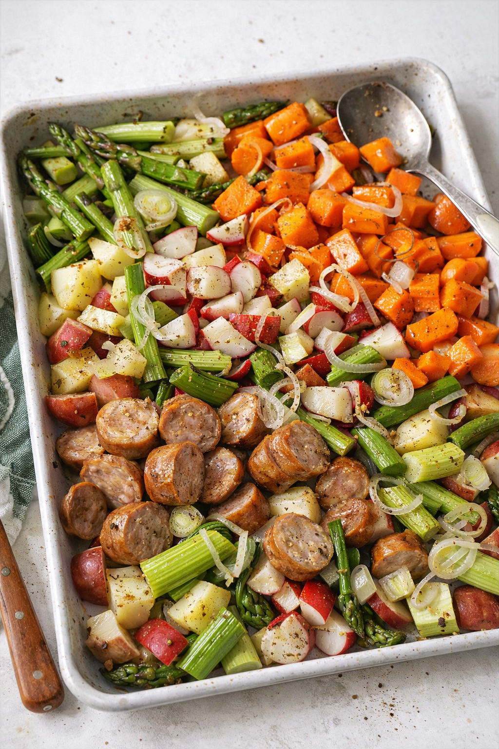 Spring Sausage and Vegetable Sheet Pan Dinner