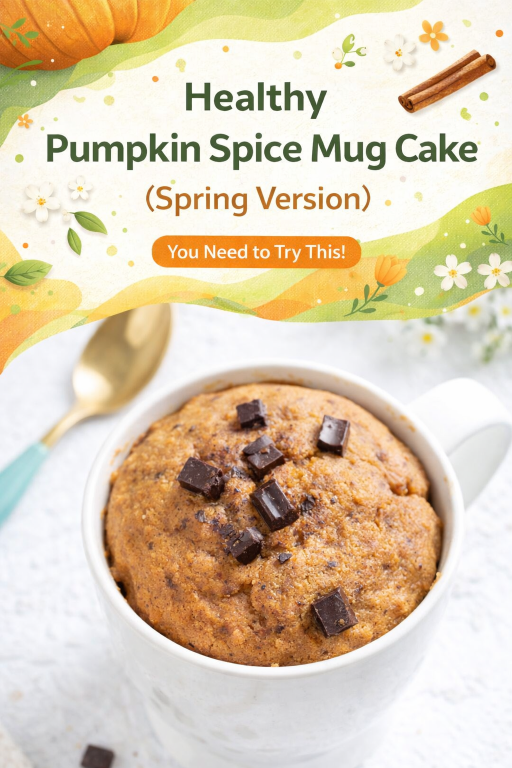 Springtime Pumpkin Spice Mug Cake