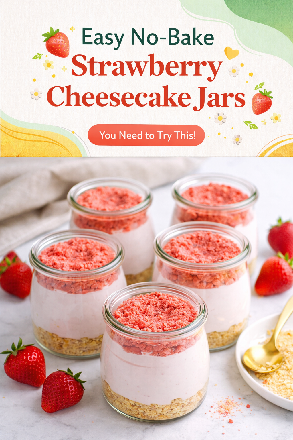 Strawberry Cheesecake in a Jar