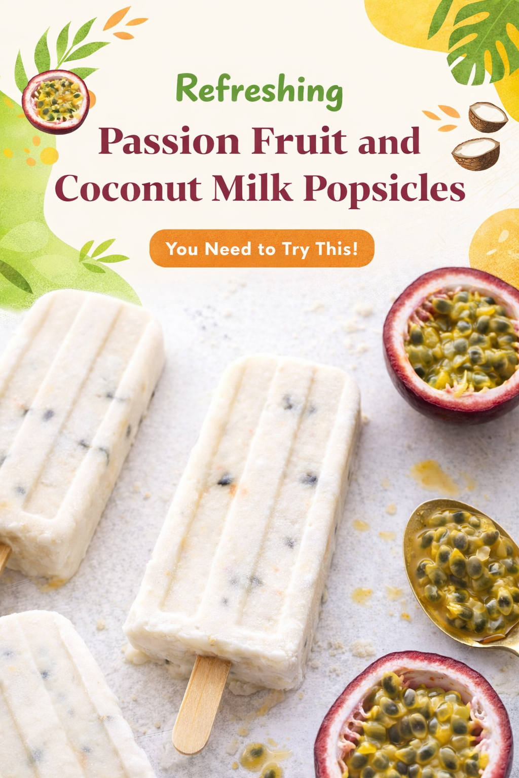 Tropical Passion Coconut Cream Popsicles