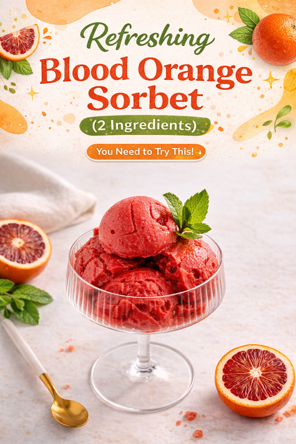 Two Ingredient Blood Orange Sorbet