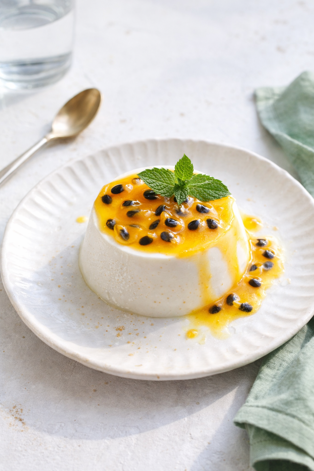 Velvet Coconut Passion Fruit Panna Cotta