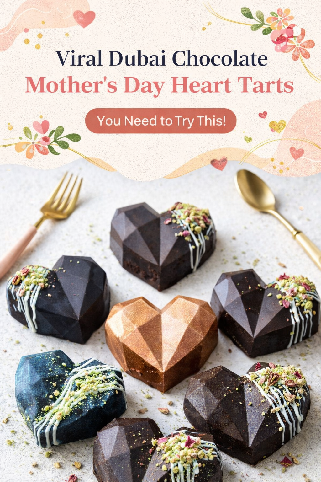 Viral Dubai Chocolate Mother's Day Heart Tarts