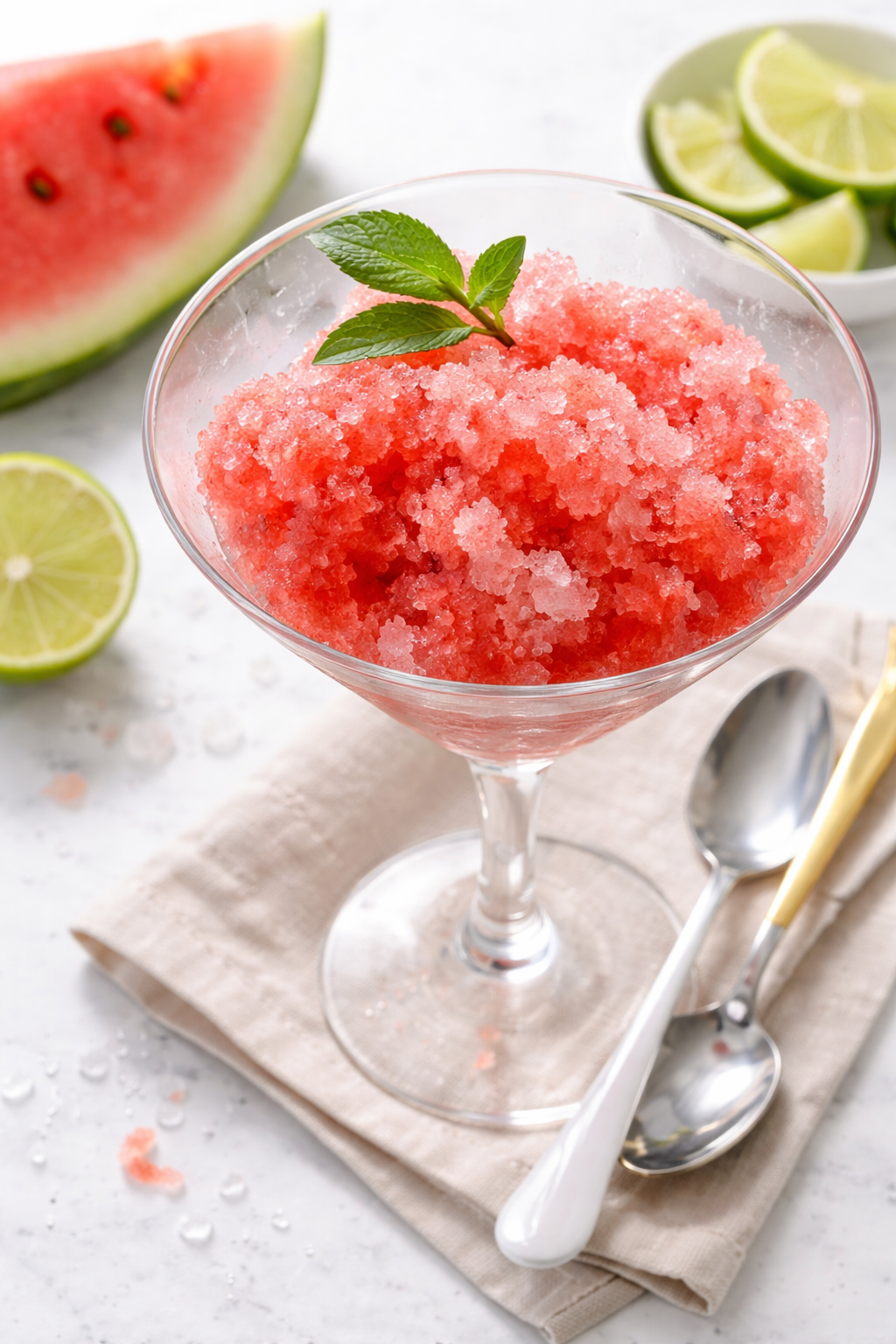 Watermelon Lime Ice in Five Minutes