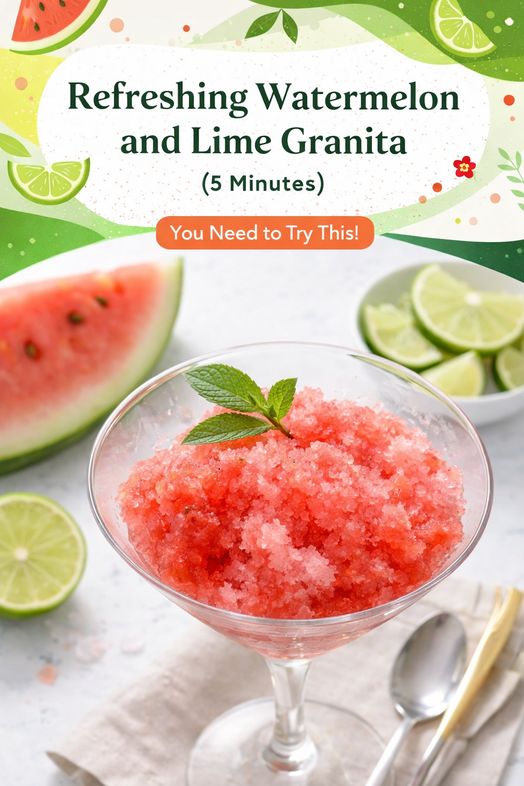 Watermelon Lime Ice in Five Minutes