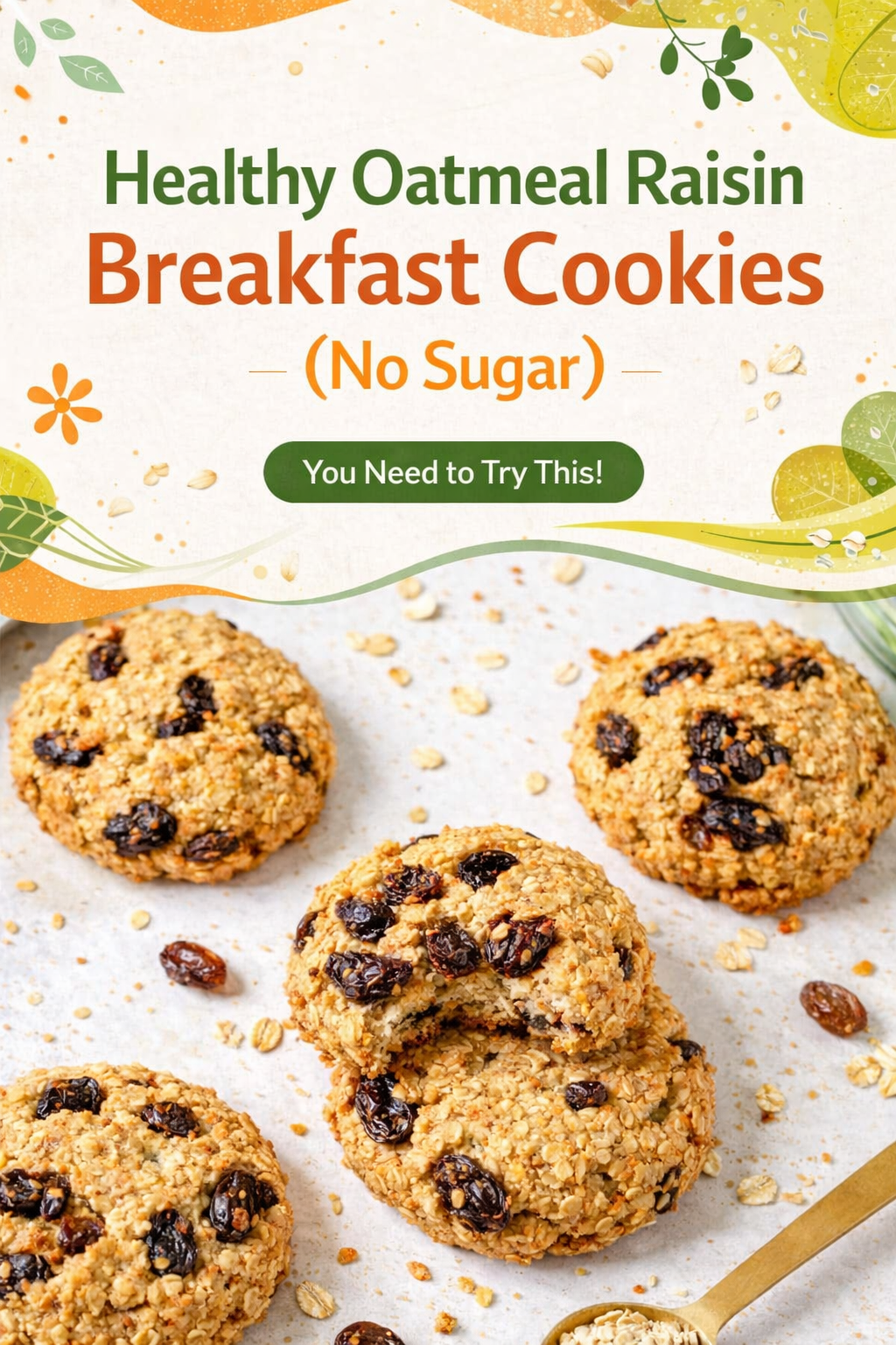 Wholesome Raisin Oat Breakfast Cookies