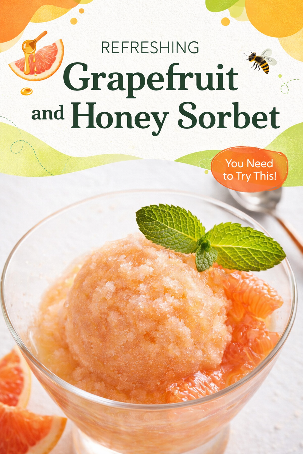 Zesty Honey Grapefruit Frozen Sorbet